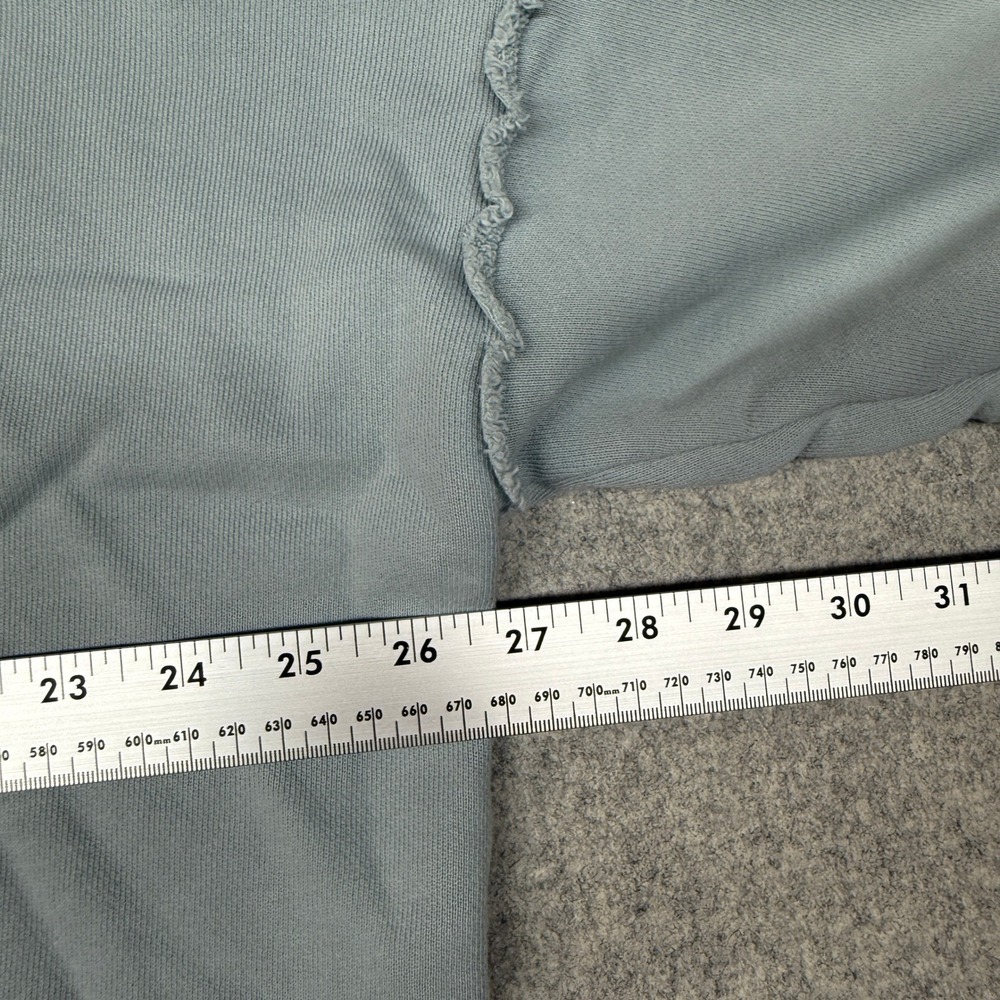 Eileen Fisher Hoodie Sweatshirt Size Medium Blue Boxy Raw Hem French Terry Pullo - Picture 4 of 9